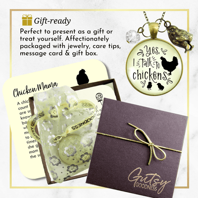 Gutsy Goodness Chicken Mom Necklace Yes I Talk To Chickens Novelty Gift Farm Life Inspired - Gutsy Goodness;Chicken Mom Necklace Yes I Talk To Chickens Novelty Gift Farm Life Inspired - Gutsy Goodness Handmade Jewelry Gifts