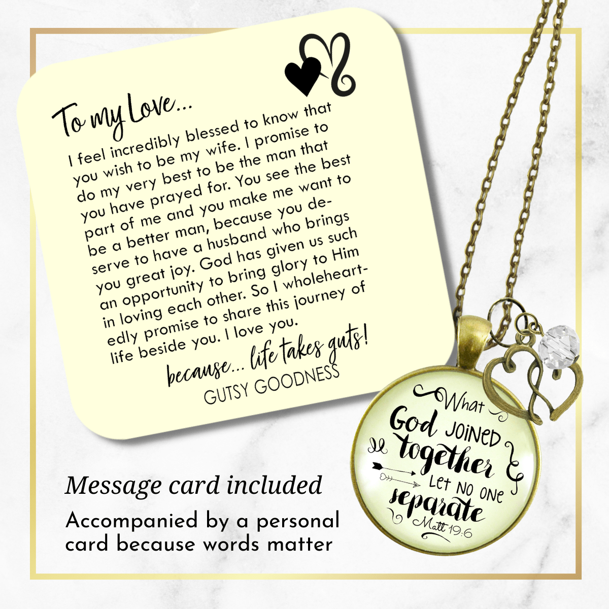 Gutsy Goodness Love My Wife Necklace What God Joined Womens Faith Gift Jewelry - Gutsy Goodness Handmade Jewelry;What God Has Joined Together / From Husband - Gutsy Goodness Handmade Jewelry Gifts