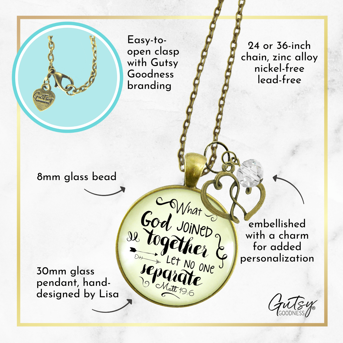 Gutsy Goodness Love My Wife Necklace What God Joined Womens Faith Gift Jewelry - Gutsy Goodness Handmade Jewelry;What God Has Joined Together / From Husband - Gutsy Goodness Handmade Jewelry Gifts