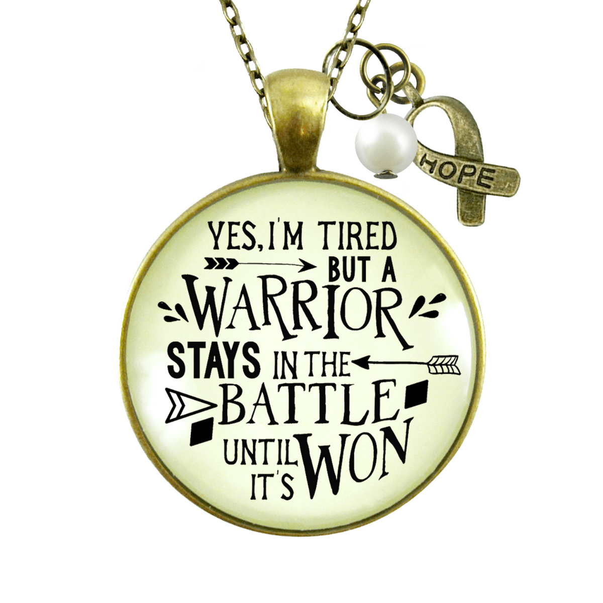 Gutsy Goodness Survivor Necklace Yes I Am Tired But a Warrior Strong Ribbon Jewelry - Gutsy Goodness Handmade Jewelry;Survivor Necklace Yes I Am Tired But A Warrior Strong Ribbon Jewelry - Gutsy Goodness Handmade Jewelry Gifts
