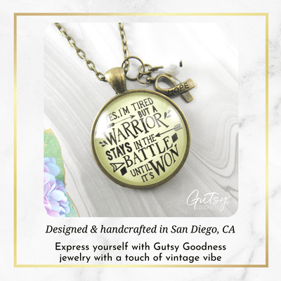 Gutsy Goodness Survivor Necklace Yes I Am Tired But a Warrior Strong Ribbon Jewelry - Gutsy Goodness Handmade Jewelry;Survivor Necklace Yes I Am Tired But A Warrior Strong Ribbon Jewelry - Gutsy Goodness Handmade Jewelry Gifts