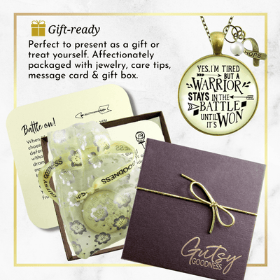 Gutsy Goodness Survivor Necklace Yes I Am Tired But a Warrior Strong Ribbon Jewelry - Gutsy Goodness Handmade Jewelry;Survivor Necklace Yes I Am Tired But A Warrior Strong Ribbon Jewelry - Gutsy Goodness Handmade Jewelry Gifts