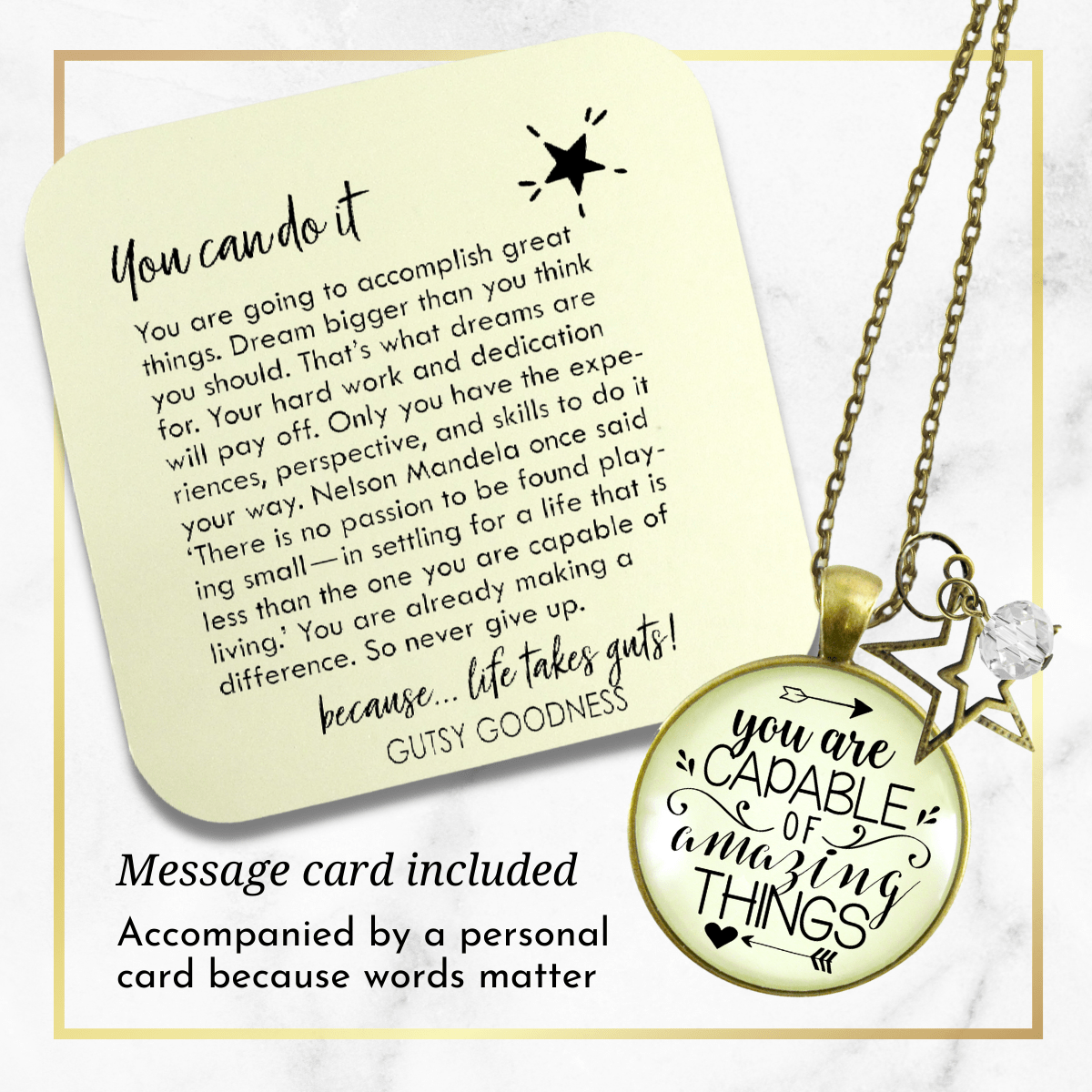 Gutsy Goodness You are Capable of Amazing Things Necklace Positive Quote Women Charm Jewelry - Gutsy Goodness Handmade Jewelry;You Are Capable Of Amazing Things Necklace Positive Quote Women Charm Jewelry - Gutsy Goodness Handmade Jewelry Gifts
