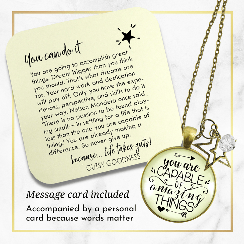 Gutsy Goodness You are Capable of Amazing Things Necklace Positive Quote Women Charm Jewelry - Gutsy Goodness Handmade Jewelry;You Are Capable Of Amazing Things Necklace Positive Quote Women Charm Jewelry - Gutsy Goodness Handmade Jewelry Gifts