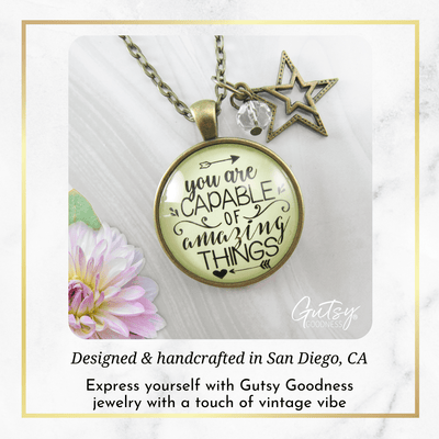 Gutsy Goodness You are Capable of Amazing Things Necklace Positive Quote Women Charm Jewelry - Gutsy Goodness Handmade Jewelry;You Are Capable Of Amazing Things Necklace Positive Quote Women Charm Jewelry - Gutsy Goodness Handmade Jewelry Gifts