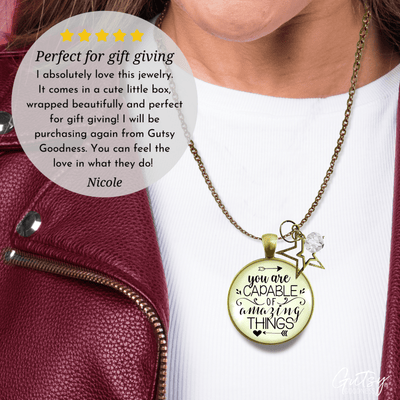 Gutsy Goodness You are Capable of Amazing Things Necklace Positive Quote Women Charm Jewelry - Gutsy Goodness Handmade Jewelry;You Are Capable Of Amazing Things Necklace Positive Quote Women Charm Jewelry - Gutsy Goodness Handmade Jewelry Gifts
