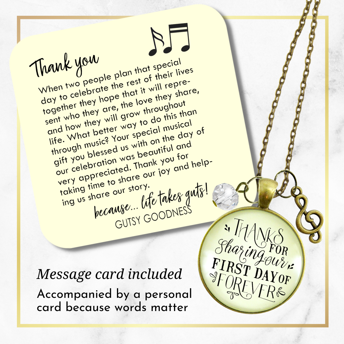 Wedding Singer Gift Necklace Thanks for Sharing Day Musician Soloist  Necklace - Gutsy Goodness Handmade Jewelry