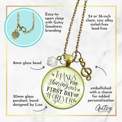 Wedding Singer Gift Necklace Thanks for Sharing Day Musician Soloist  Necklace - Gutsy Goodness Handmade Jewelry