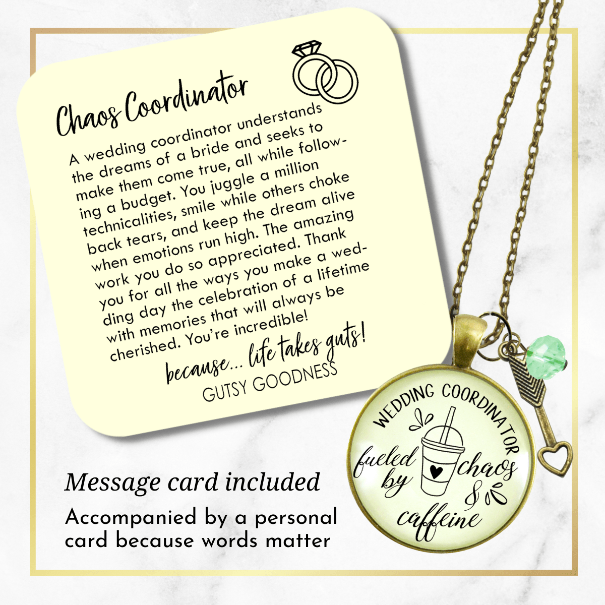 Gutsy Goodness Wedding Coordinator Necklace Fueled by Chaos Caffeine Thank You Gift - Gutsy Goodness Handmade Jewelry;Wedding Coordinator Necklace Fueled By Chaos Caffeine Thank You Gift - Gutsy Goodness Handmade Jewelry Gifts