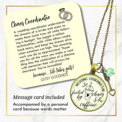 Gutsy Goodness Wedding Coordinator Necklace Fueled by Chaos Caffeine Thank You Gift - Gutsy Goodness Handmade Jewelry;Wedding Coordinator Necklace Fueled By Chaos Caffeine Thank You Gift - Gutsy Goodness Handmade Jewelry Gifts