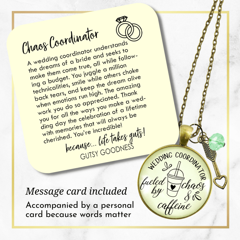 Gutsy Goodness Wedding Coordinator Necklace Fueled by Chaos Caffeine Thank You Gift - Gutsy Goodness Handmade Jewelry;Wedding Coordinator Necklace Fueled By Chaos Caffeine Thank You Gift - Gutsy Goodness Handmade Jewelry Gifts