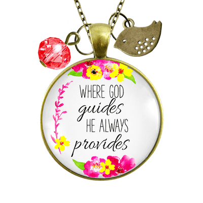 Gutsy Goodness Faith Saying Necklace Where God Guides Inspirational Christian Jewelry - Gutsy Goodness Handmade Jewelry;Faith Saying Necklace Where God Guides Inspirational Christian Jewelry - Gutsy Goodness Handmade Jewelry Gifts