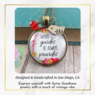 Gutsy Goodness Faith Saying Necklace Where God Guides Inspirational Christian Jewelry - Gutsy Goodness Handmade Jewelry;Faith Saying Necklace Where God Guides Inspirational Christian Jewelry - Gutsy Goodness Handmade Jewelry Gifts