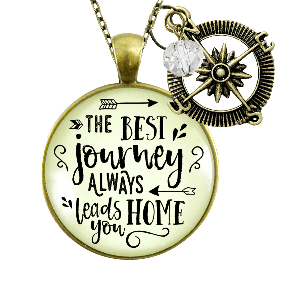 Gutsy Goodness The Best Journey Leads Home Adventure Necklace Life Compass Charm - Gutsy Goodness Handmade Jewelry;The Best Journey Leads Home Adventure Necklace Life Compass Charm - Gutsy Goodness Handmade Jewelry Gifts