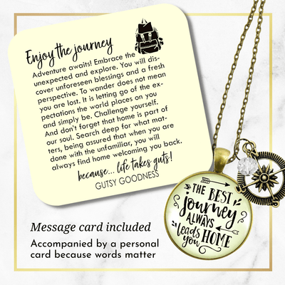 Gutsy Goodness The Best Journey Leads Home Adventure Necklace Life Compass Charm - Gutsy Goodness Handmade Jewelry;The Best Journey Leads Home Adventure Necklace Life Compass Charm - Gutsy Goodness Handmade Jewelry Gifts