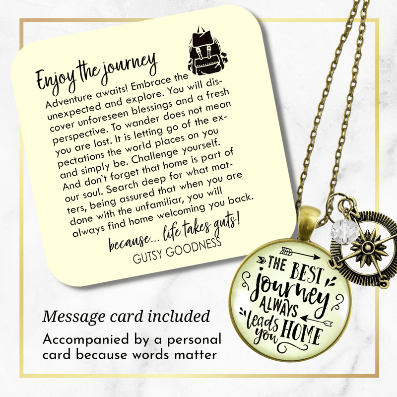 Gutsy Goodness The Best Journey Leads Home Adventure Necklace Life Compass Charm - Gutsy Goodness Handmade Jewelry;The Best Journey Leads Home Adventure Necklace Life Compass Charm - Gutsy Goodness Handmade Jewelry Gifts