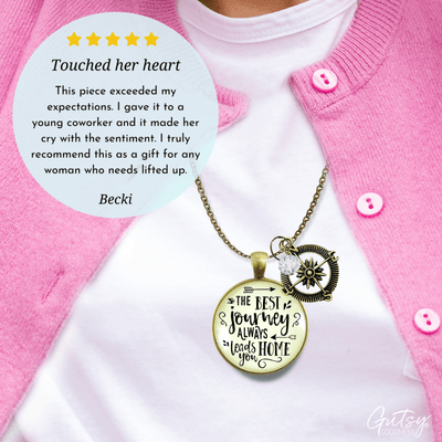 Gutsy Goodness The Best Journey Leads Home Adventure Necklace Life Compass Charm - Gutsy Goodness Handmade Jewelry;The Best Journey Leads Home Adventure Necklace Life Compass Charm - Gutsy Goodness Handmade Jewelry Gifts