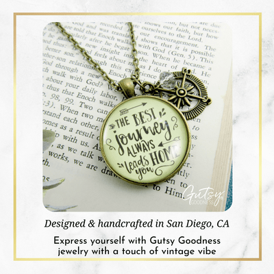 Gutsy Goodness The Best Journey Leads Home Adventure Necklace Life Compass Charm - Gutsy Goodness Handmade Jewelry;The Best Journey Leads Home Adventure Necklace Life Compass Charm - Gutsy Goodness Handmade Jewelry Gifts