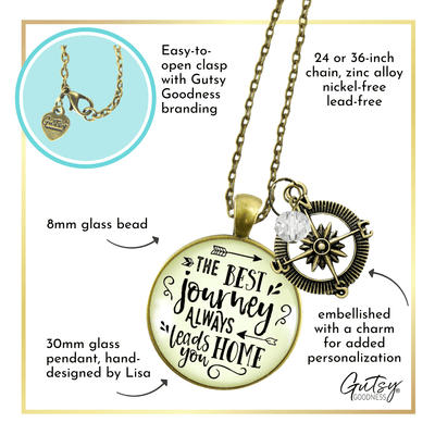 Gutsy Goodness The Best Journey Leads Home Adventure Necklace Life Compass Charm - Gutsy Goodness Handmade Jewelry;The Best Journey Leads Home Adventure Necklace Life Compass Charm - Gutsy Goodness Handmade Jewelry Gifts