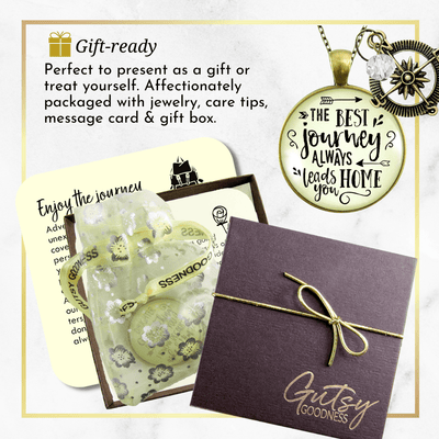 Gutsy Goodness The Best Journey Leads Home Adventure Necklace Life Compass Charm - Gutsy Goodness Handmade Jewelry;The Best Journey Leads Home Adventure Necklace Life Compass Charm - Gutsy Goodness Handmade Jewelry Gifts