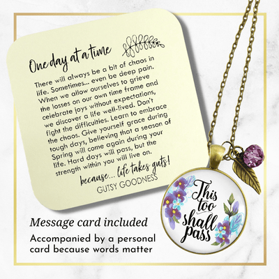Gutsy Goodness This Too Shall Pass Necklace Inspirational Floral Watercolor Jewelry - Gutsy Goodness Handmade Jewelry;This Too Shall Pass Necklace Inspirational Floral Watercolor Jewelry - Gutsy Goodness Handmade Jewelry Gifts