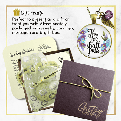 Gutsy Goodness This Too Shall Pass Necklace Inspirational Floral Watercolor Jewelry - Gutsy Goodness Handmade Jewelry;This Too Shall Pass Necklace Inspirational Floral Watercolor Jewelry - Gutsy Goodness Handmade Jewelry Gifts