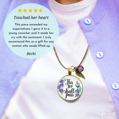 Gutsy Goodness This Too Shall Pass Necklace Inspirational Floral Watercolor Jewelry - Gutsy Goodness Handmade Jewelry;This Too Shall Pass Necklace Inspirational Floral Watercolor Jewelry - Gutsy Goodness Handmade Jewelry Gifts