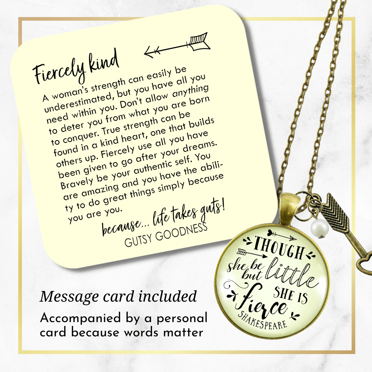 Gutsy Goodness Though She Be Little She is Fierce Necklace Shakespeare Words Jewelry - Gutsy Goodness Handmade Jewelry;Though She Be Little She Is Fierce Necklace Shakespeare Words Jewelry - Gutsy Goodness Handmade Jewelry Gifts