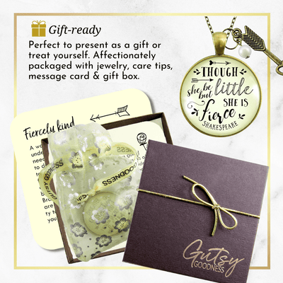 Gutsy Goodness Though She Be Little She is Fierce Necklace Shakespeare Words Jewelry - Gutsy Goodness Handmade Jewelry;Though She Be Little She Is Fierce Necklace Shakespeare Words Jewelry - Gutsy Goodness Handmade Jewelry Gifts