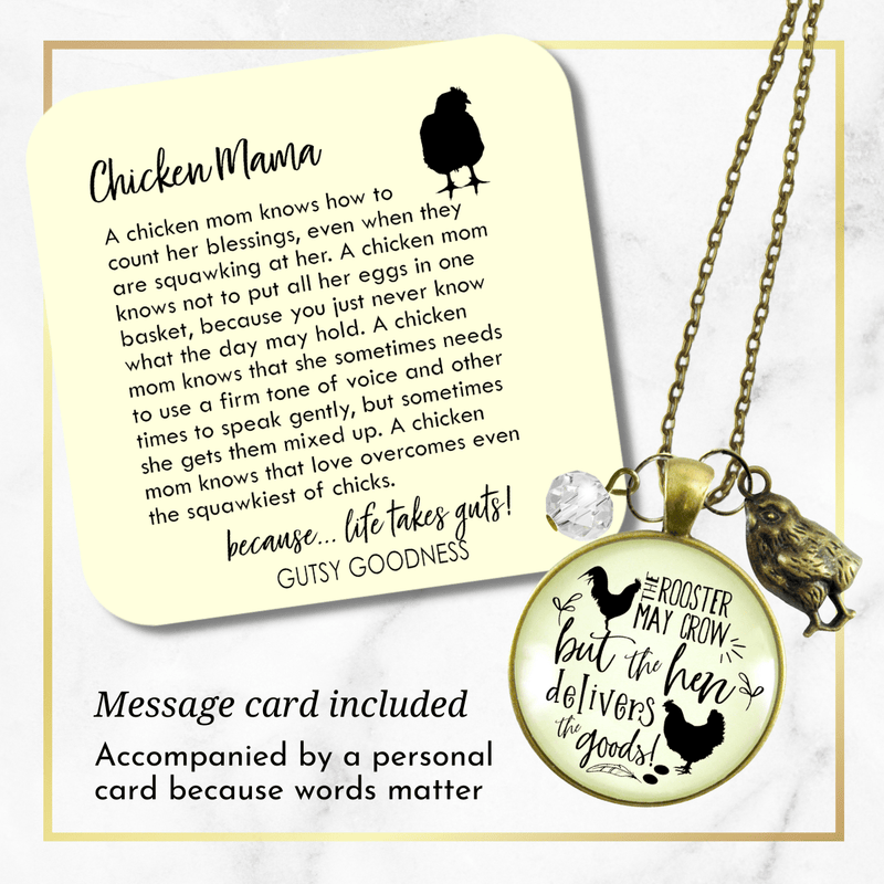Gutsy Goodness Chicken Necklace Rooster May Crow Hen Delivers Jewelry - Gutsy Goodness;Chicken Necklace Rooster May Crow Hen Delivers Jewelry - Gutsy Goodness Handmade Jewelry Gifts