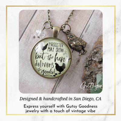Gutsy Goodness Chicken Necklace Rooster May Crow Hen Delivers Jewelry - Gutsy Goodness;Chicken Necklace Rooster May Crow Hen Delivers Jewelry - Gutsy Goodness Handmade Jewelry Gifts