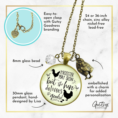 Gutsy Goodness Chicken Necklace Rooster May Crow Hen Delivers Jewelry - Gutsy Goodness;Chicken Necklace Rooster May Crow Hen Delivers Jewelry - Gutsy Goodness Handmade Jewelry Gifts