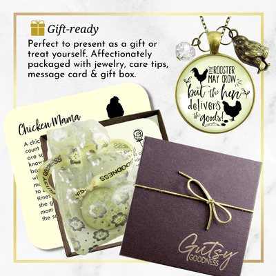 Gutsy Goodness Chicken Necklace Rooster May Crow Hen Delivers Jewelry - Gutsy Goodness;Chicken Necklace Rooster May Crow Hen Delivers Jewelry - Gutsy Goodness Handmade Jewelry Gifts