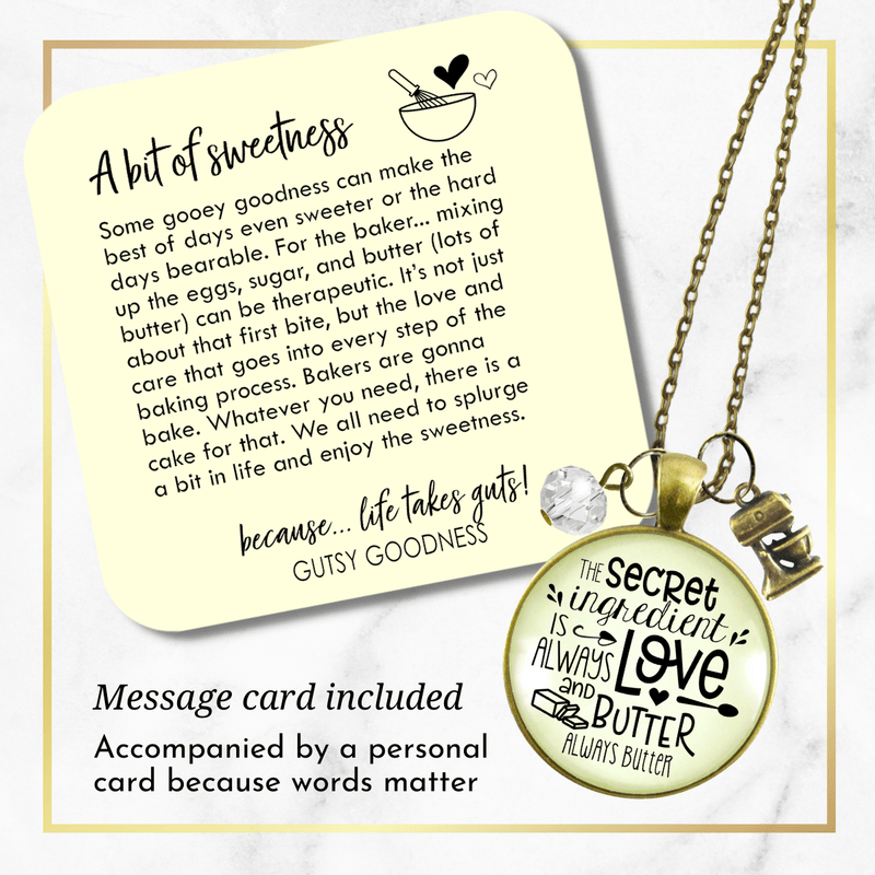 Gutsy Goodness Baking Necklace Secret Ingredient Love Butter Southern Food Jewelry Mixer Charm - Gutsy Goodness Handmade Jewelry;Baking Necklace Secret Ingredient Love Butter Southern Food Jewelry Mixer Charm - Gutsy Goodness Handmade Jewelry Gifts