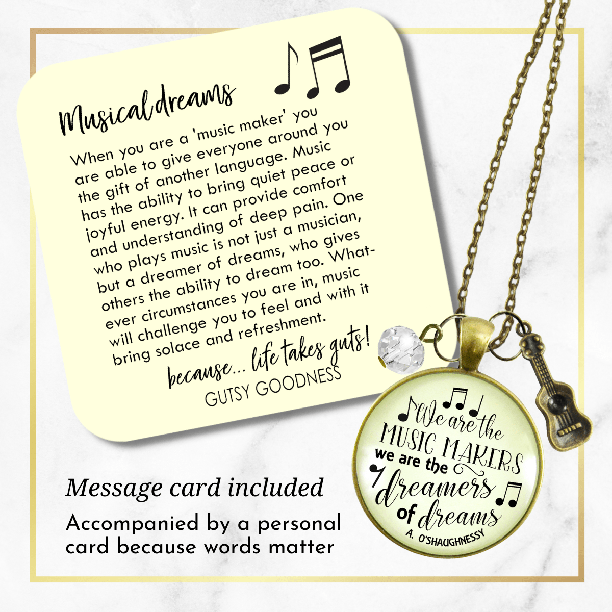 Gutsy Goodness Guitar Player Necklace We are Music Makers Musician Teacher Gift - Gutsy Goodness Handmade Jewelry;Guitar Player Necklace We Are Music Makers Musician Teacher Gift - Gutsy Goodness Handmade Jewelry Gifts