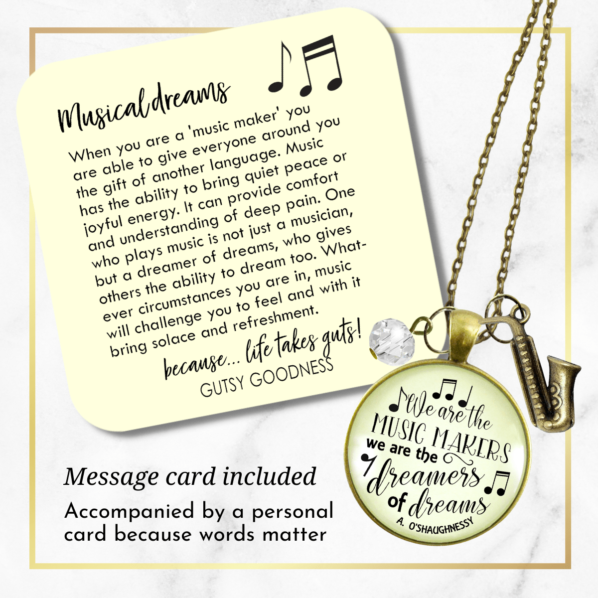 Gutsy Goodness Saxophone Necklace We are Music Makers Musician Sax Player Jewelry - Gutsy Goodness Handmade Jewelry;Saxophone Necklace We Are Music Makers Musician Sax Player Jewelry - Gutsy Goodness Handmade Jewelry Gifts