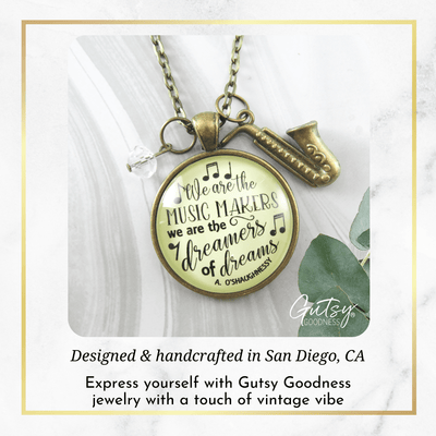 Gutsy Goodness Saxophone Necklace We are Music Makers Musician Sax Player Jewelry - Gutsy Goodness Handmade Jewelry;Saxophone Necklace We Are Music Makers Musician Sax Player Jewelry - Gutsy Goodness Handmade Jewelry Gifts