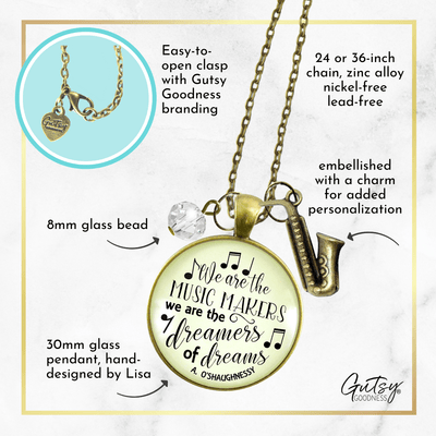 Gutsy Goodness Saxophone Necklace We are Music Makers Musician Sax Player Jewelry - Gutsy Goodness Handmade Jewelry;Saxophone Necklace We Are Music Makers Musician Sax Player Jewelry - Gutsy Goodness Handmade Jewelry Gifts