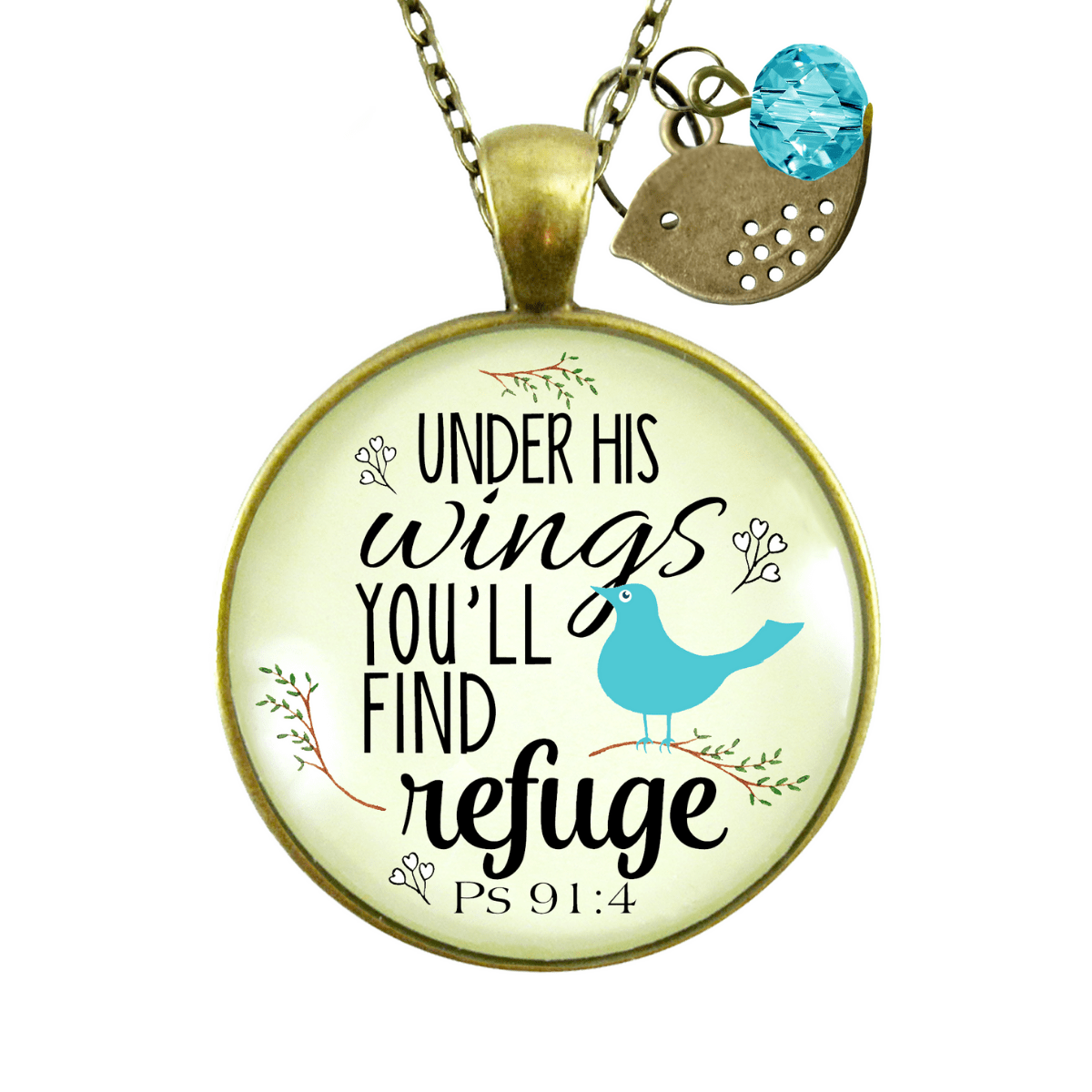 Gutsy Goodness Bible Quote Necklace Under His Wings Refuge Psalm 91 Promise Jewelry - Gutsy Goodness Handmade Jewelry;Bible Quote Necklace Under His Wings Refuge Psalm 91 Promise Jewelry - Gutsy Goodness Handmade Jewelry Gifts