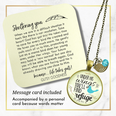 Gutsy Goodness Bible Quote Necklace Under His Wings Refuge Psalm 91 Promise Jewelry - Gutsy Goodness Handmade Jewelry;Bible Quote Necklace Under His Wings Refuge Psalm 91 Promise Jewelry - Gutsy Goodness Handmade Jewelry Gifts