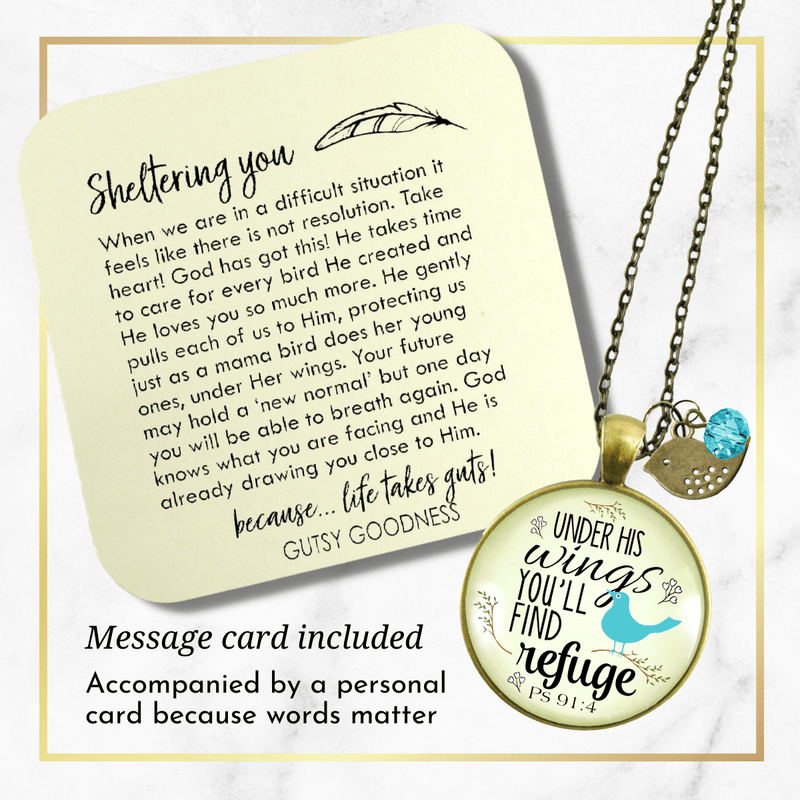 Gutsy Goodness Bible Quote Necklace Under His Wings Refuge Psalm 91 Promise Jewelry - Gutsy Goodness Handmade Jewelry;Bible Quote Necklace Under His Wings Refuge Psalm 91 Promise Jewelry - Gutsy Goodness Handmade Jewelry Gifts