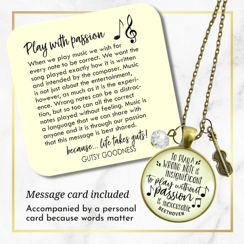Gutsy Goodness Violin Necklace To Play Wrong Note Beethoven Quote Music Jewelry - Gutsy Goodness Handmade Jewelry;Violin Necklace To Play Wrong Note Beethoven Quote Music Jewelry - Gutsy Goodness Handmade Jewelry Gifts
