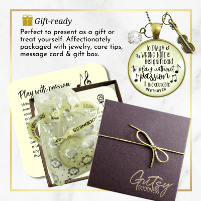 Gutsy Goodness Violin Necklace To Play Wrong Note Beethoven Quote Music Jewelry - Gutsy Goodness Handmade Jewelry;Violin Necklace To Play Wrong Note Beethoven Quote Music Jewelry - Gutsy Goodness Handmade Jewelry Gifts