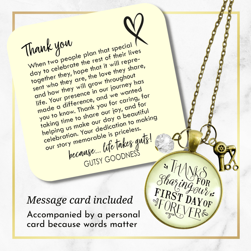 Wedding Hairdresser Gift Necklace Thanks for Sharing Bride Stylist - Gutsy Goodness