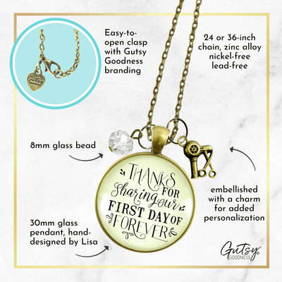 Wedding Hairdresser Gift Necklace Thanks for Sharing Bride Stylist - Gutsy Goodness
