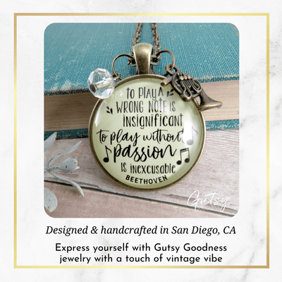 Gutsy Goodness French Horn Necklace To Play Wrong Note Beethoven Quote Music Teacher - Gutsy Goodness Handmade Jewelry;French Horn Necklace To Play Wrong Note Beethoven Quote Music Teacher - Gutsy Goodness Handmade Jewelry Gifts