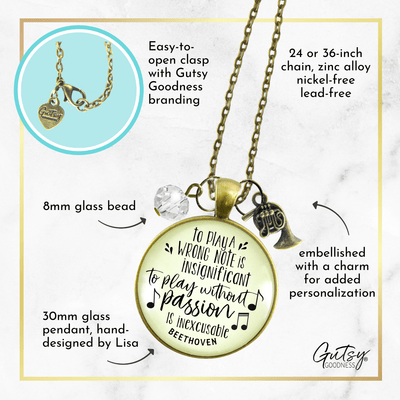 Gutsy Goodness French Horn Necklace To Play Wrong Note Beethoven Quote Music Teacher - Gutsy Goodness Handmade Jewelry;French Horn Necklace To Play Wrong Note Beethoven Quote Music Teacher - Gutsy Goodness Handmade Jewelry Gifts