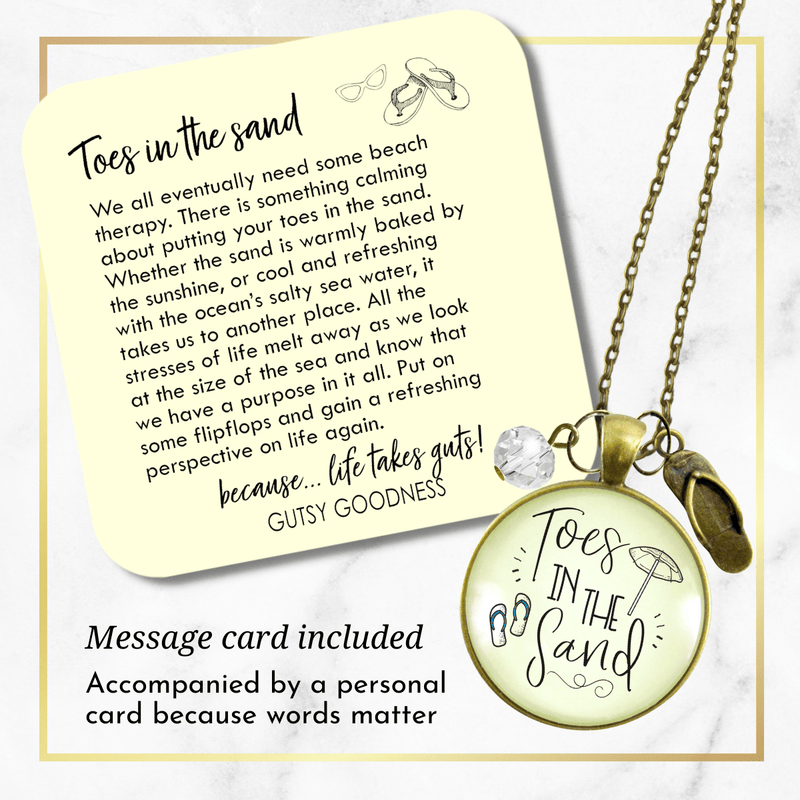 Gutsy Goodness Toes in Sand Ocean Beach Necklace Nautical Quote Flip Flop Jewelry - Gutsy Goodness Handmade Jewelry;Toes In Sand Ocean Beach Necklace Nautical Quote Flip Flop Jewelry - Gutsy Goodness Handmade Jewelry Gifts
