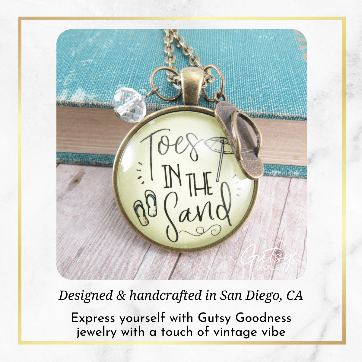 Gutsy Goodness Toes in Sand Ocean Beach Necklace Nautical Quote Flip Flop Jewelry - Gutsy Goodness Handmade Jewelry;Toes In Sand Ocean Beach Necklace Nautical Quote Flip Flop Jewelry - Gutsy Goodness Handmade Jewelry Gifts