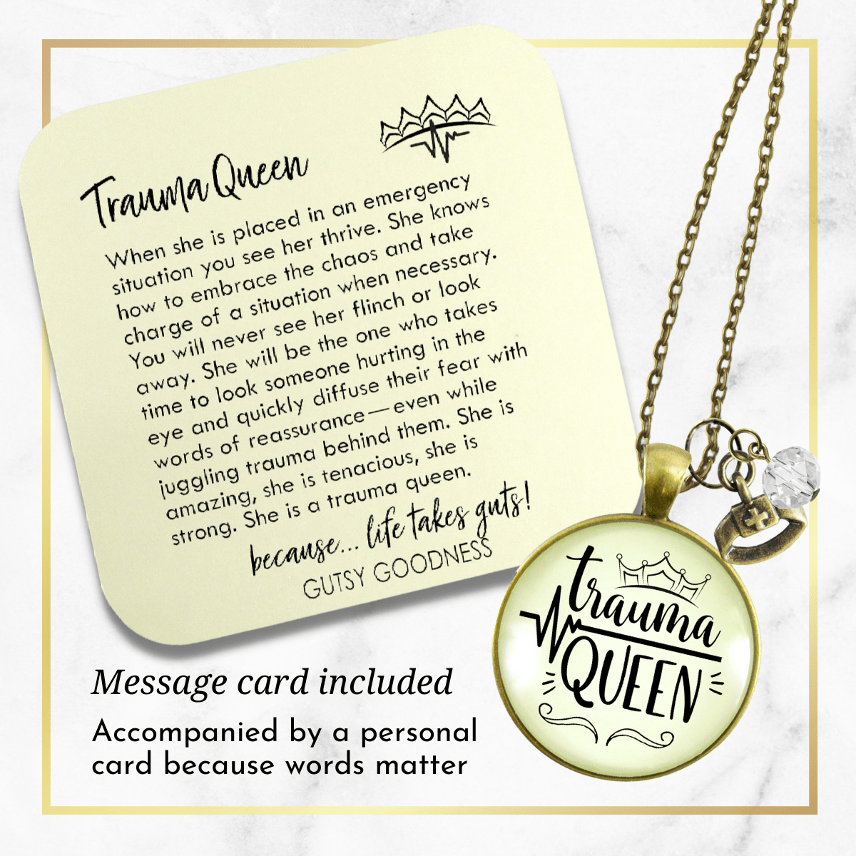Gutsy Goodness Trauma Queen Necklace Nurse Medical Assistant Funny Quote Jewelry - Gutsy Goodness Handmade Jewelry;Trauma Queen Necklace Nurse Medical Assistant Funny Quote Jewelry - Gutsy Goodness Handmade Jewelry Gifts
